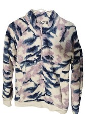 Athleta Girl XXL So Snug Sherpa Printed Half Zip Sweatshirt Thumb Hole Cozy Soft