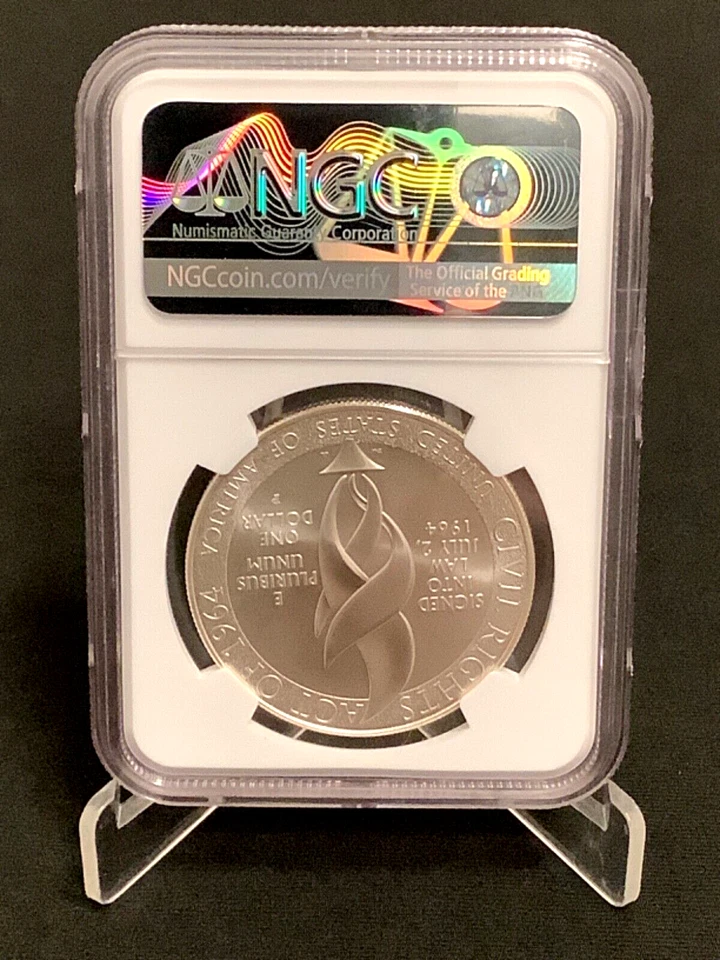 NGC MS69 2014-P Civil Rights Act of 1964 Commemorative Silver Dollar $1 - Image 2 of 2