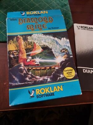 CIB Complete Atari 400 800 1200 xe xl  Ultra Rare Diamond Mine box manual  cart