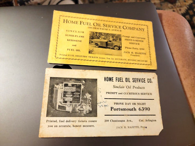2 Vintage  Home Fuel Oil Services Portsmouth VA Advertising Blotters Sinclair