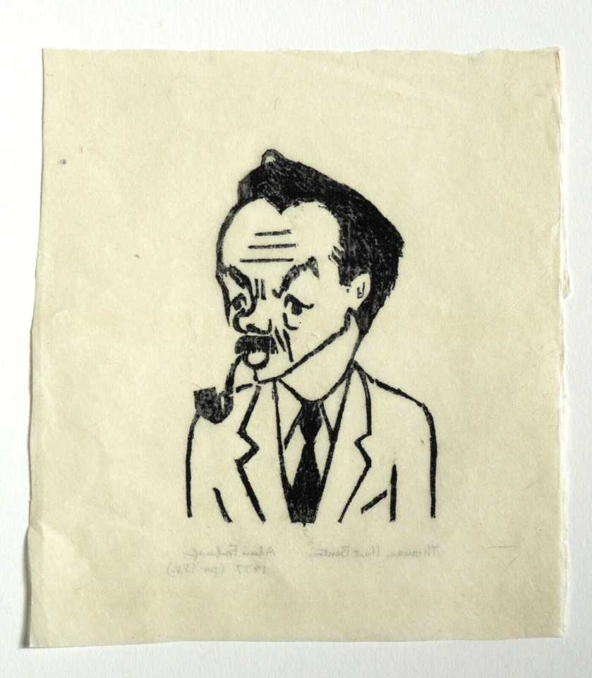 Lápiz firmado Aline Fruhauf "Thomas Hart Benton" Blockprint 1977 A/P titulado Foto 3 de 3