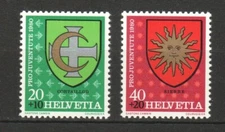 SWITZERLAND 1980 PRO JUVENTUTE MUNICIPAL COAT OF ARM SEMI POSTAL SHORT SET MINT 
