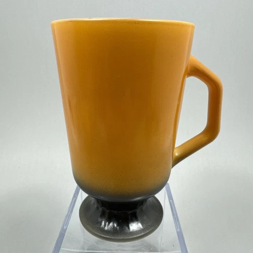 Fire King Anchor Hocking Black Orange Pedestal Coffee Mug