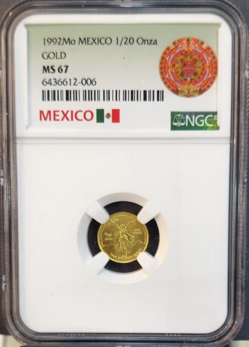 1992 MEXICO 1/20 ONZA GOLD LIBERTAD NGC MS 67 RARE HIGH GRADE GEM BU BEAUTY