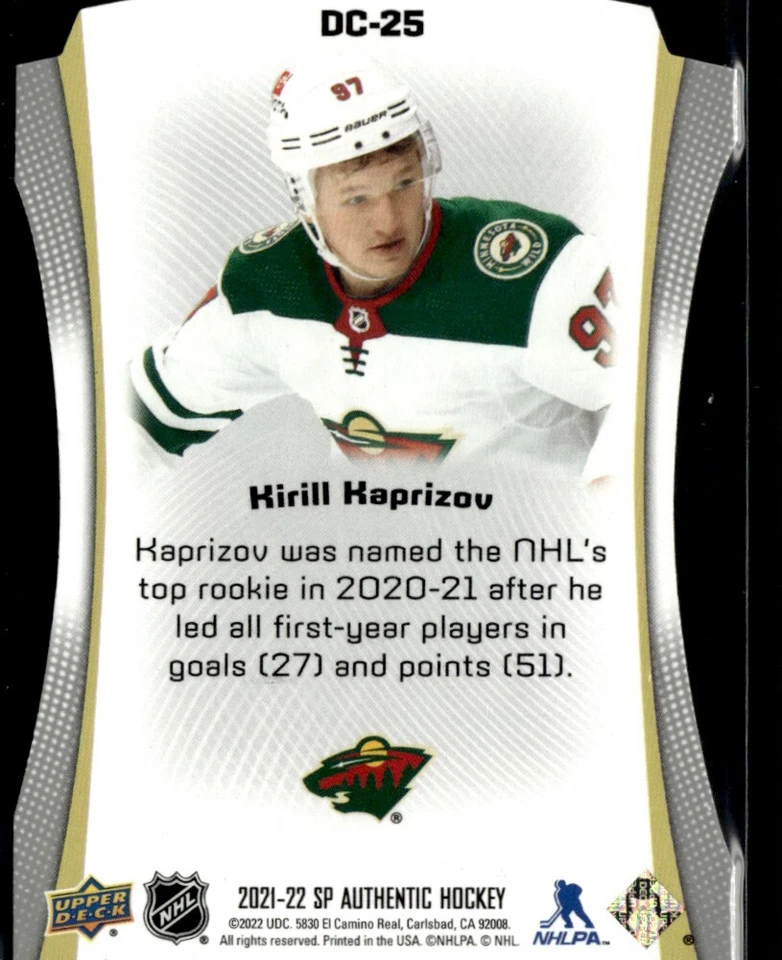 2021-22 Sp Authentic die cut Kirill Kaprizov #DC-25 - Image 2 of 2