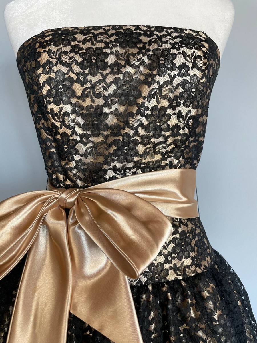 chinese dress ladies vintage 1980s strapless dress Jessica McClintock black lace dress XS S   Retro Trend Vintage