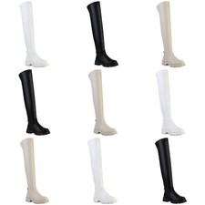 Damen Leicht Gefüttert Overknees Stiefel Profil-Sohle Schuhe 838114 Mode