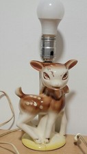 Vintage MCM Nursery Child Ceramic Deer Fawn Bambi Table Lamp Light - 1950's