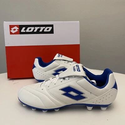 Lotto Stadio 200 III FG - Soccer Football Cleats -White Blue US 9.5 EUR 42.5 NEW