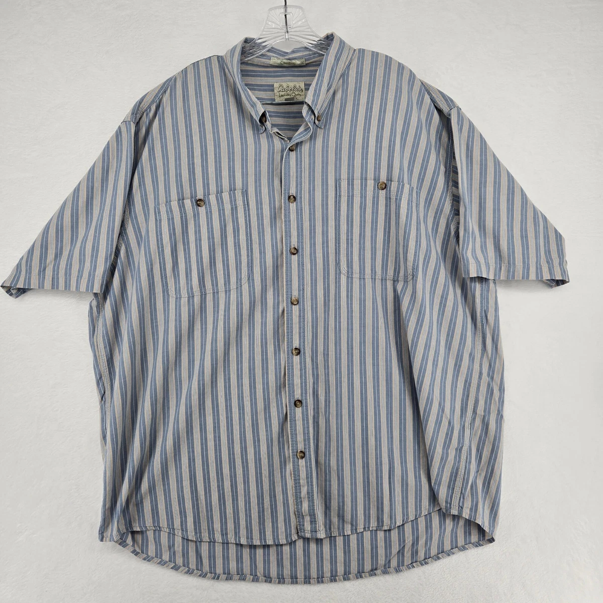 Chemise Homme Cabela's Legendary Camp - Bleu Plaid, Manches Courtes, Boutonnée - Taille XL Vintage