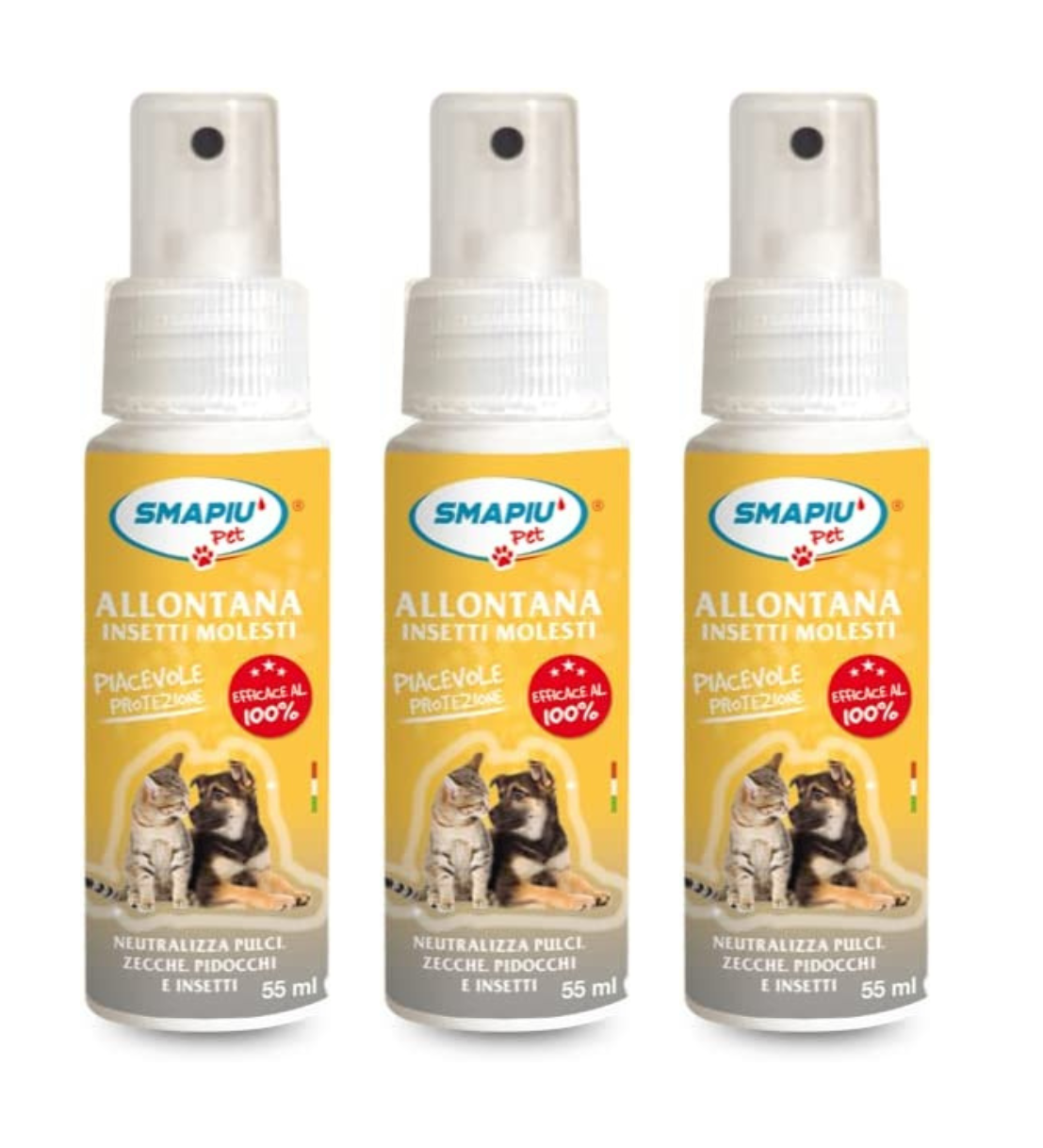 Spray repellente naturale pet allontana pulci zecche pidocchi insetti 3 flaconi