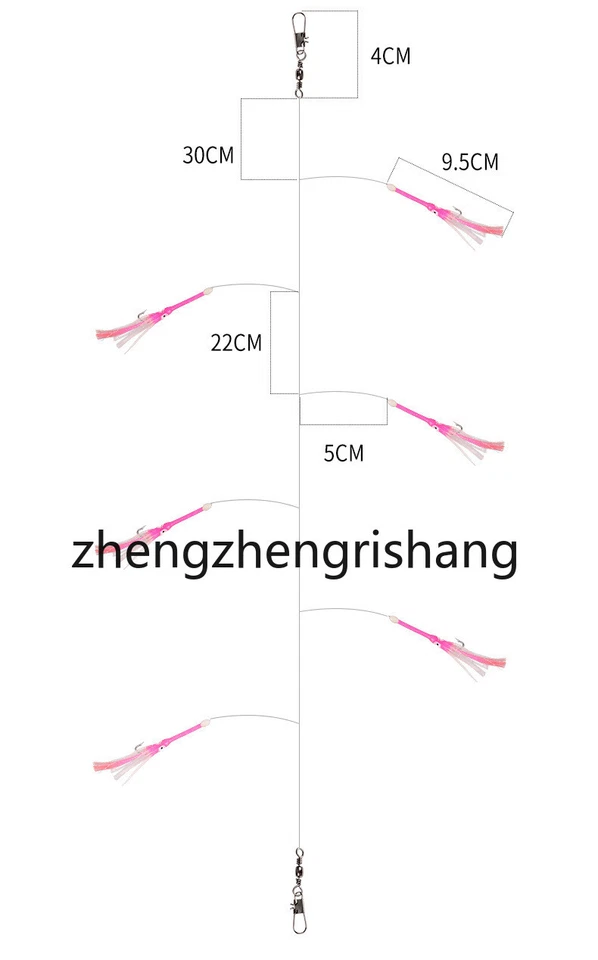 5pack 6Hook Sabiki Fishing Rigs Baits Soft Octopus Lure Luminous 2/0 4/0 - Image 2 of 4