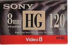 SONY 8MM HG High Grade 120 Video 8mm Blank Cassette P6-120HG B New Sealed
