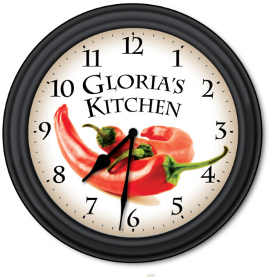Chili Pepper Kitchen PERSONALIZED Wall Clock - Cooking Chef Home Decor - GIFT