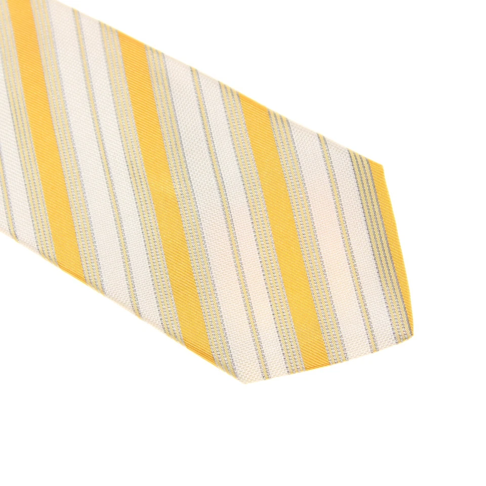 Italo Ferretti новый с Ярлыками галстук в желтый/белый/серый полосы 100% шелк сделано в Италии - Изображение 2 из 4