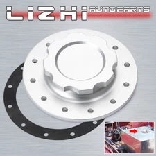 3'' Billet Aluminum Fuel Cell Silver Fast Fill Filler Neck 12 Bolt Flange + Cap
