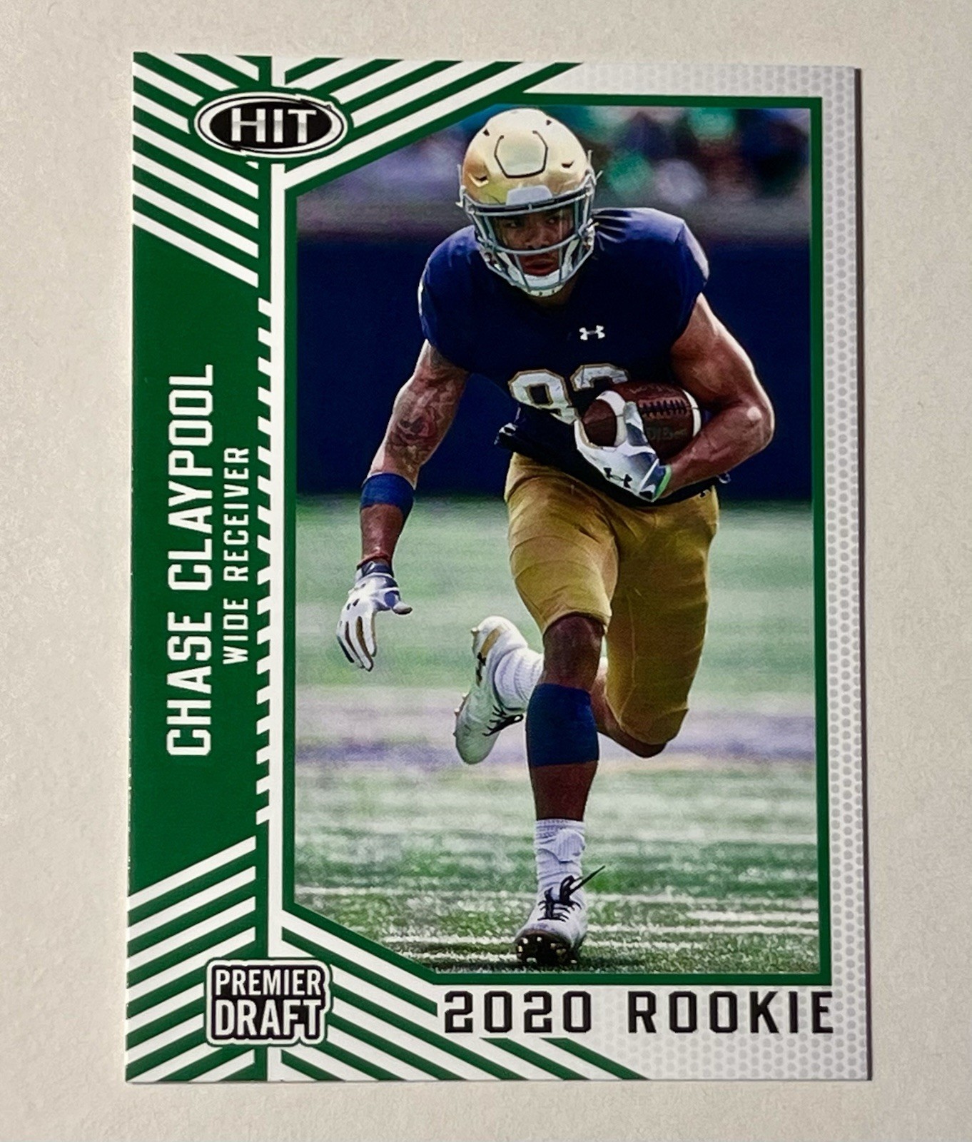 2020 Sage Hit Premier Draft Chase Claypool Green RC #72 Notre Dame Irish