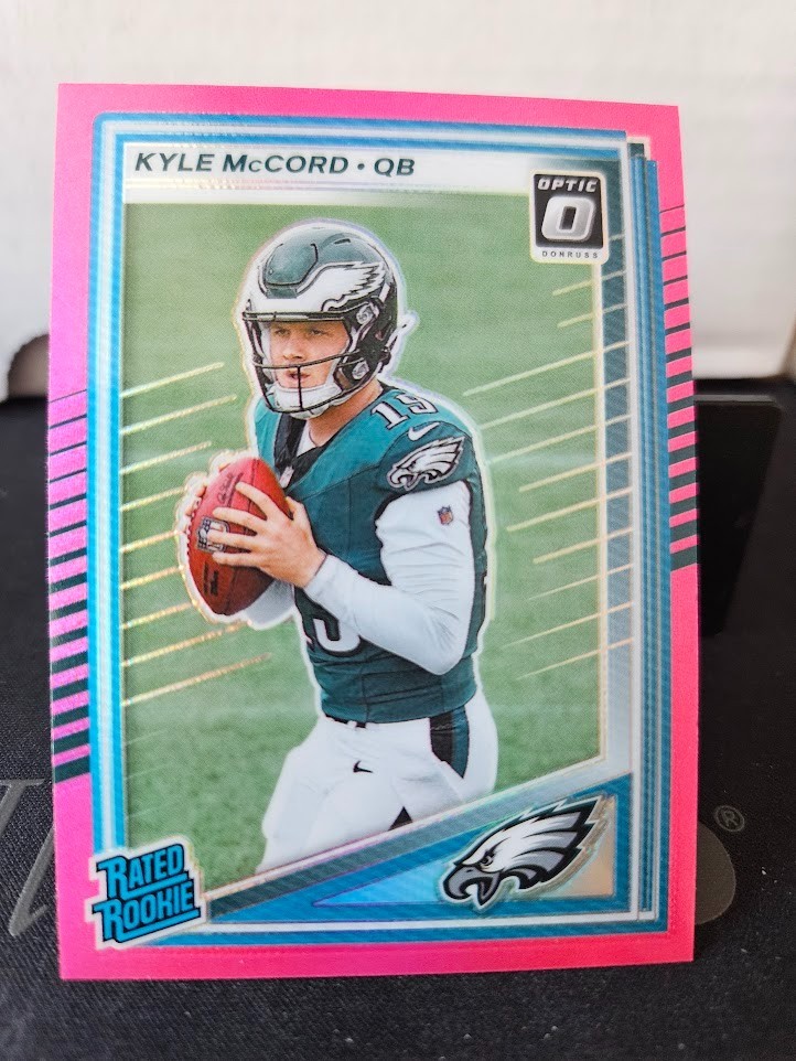 2025 Panini Donruss - Rated Rookie Kyle McCord #325 Optic Preview Pink Prizm