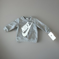 NWT Nike Baby Crewneck Sweatshirt Gray Sz 12 Months Fall School Play Futura Logo