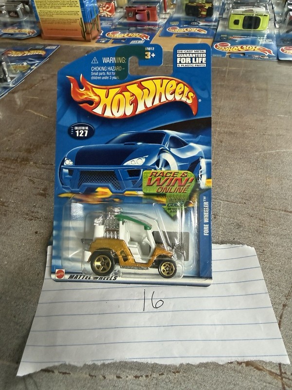 2002 Hot Wheels Mainline/Collector #127 FORE WHEELER Gold-White-Green w/Gold 5Sp