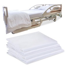 4 Pcs Hospital Bed Sheets for Home Use 36 x 80 x 9.5 Inches Soft White Bed Sh...
