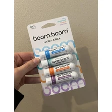New 4 PACK BoomBoom Nasal Inhaler Stick Energy Boost Focus Aromatherapy Oi