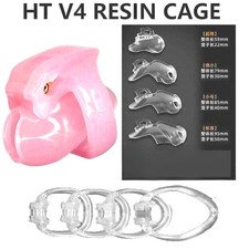 Pink Clear Chasity Cage-4 Sizes Device Male Chastity Belt New USA for Couples