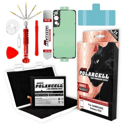 POLARCELL Akku für Samsung Galaxy S22 5G | 3900mAh Profi-Set | EB-BS901ABY Batterie Accu