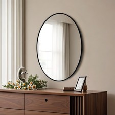 Wandspiegel Oval mit Aluminium Rahmen Oval Badspiegel für Bad Flur Schlafzimmer