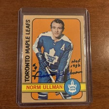 Norm Ullman Autographed 1972-73 Topps # 168 Toronto maple Leafs