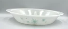 Vtg Glasbake Atomic Blue Starburst Milk Glass Oval Divided Dish MCM Retro J-2352