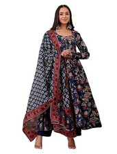 Women's Embroidered A-Line Kurta Set with Dupatta Floral Embroidery Ethnic