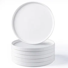 Ceramic Plates Set of 6, 10.25" Matte Glaze Dinner Plates, Matte White FAST SHIP