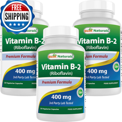 Best Naturals Vitamin B2 Riboflavin 400Mg - Migraine Relief - Veggie Capsules -