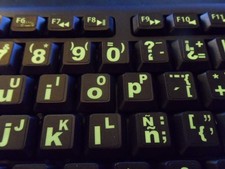 Pegatinas para teclado espa ol/ingl s con incrustaciones fluorescentes