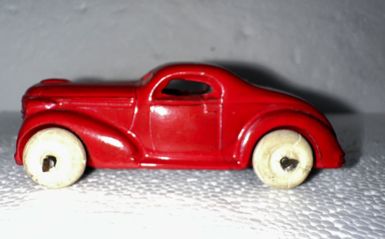 Antique Original Toy Sedan Car White Rubbber Tires Slush Cast Metal Barclay USA