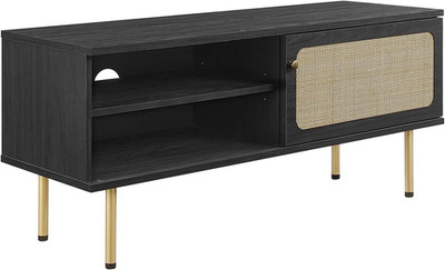 Chic 47'' Black Rattan TV Stand - Cambria Collection for Modern Living Rooms