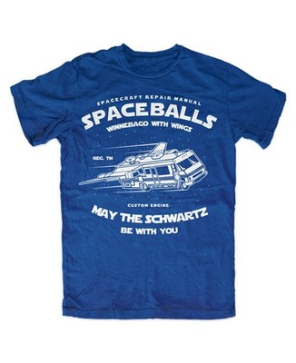 Spaceballs T-SHIRT BLAU May The Schwartz RV Car Flying Wings Lord Helmchen