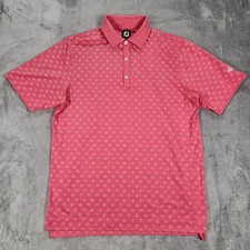 FootJoy Shirt Mens Medium Pink Weather Icon Print Golf Polo Performance Stretch