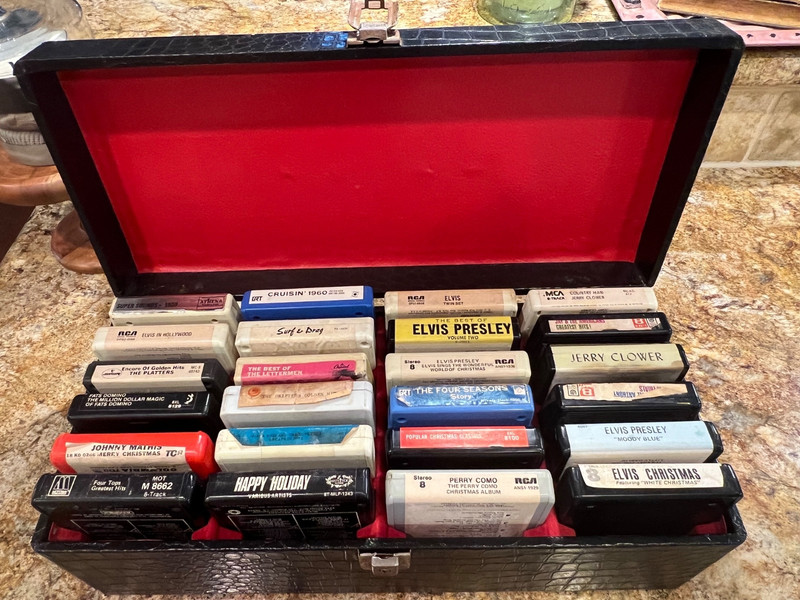 8 Track Case 24 tapes 4 Elvis: Hollywood Platters Four Tops Fats Domino TESTED