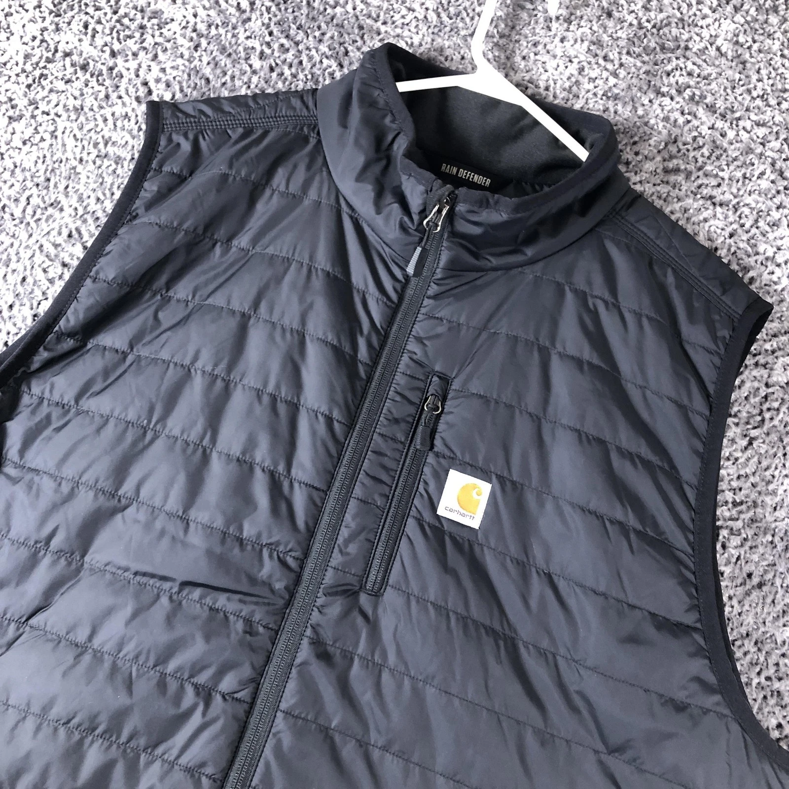 Carhartt Vest Mens 3XL Black Nylon Insulated Relaxed Fit Rain Defender OV2286-M