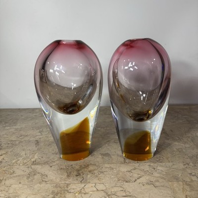 Vintage Josef Rozinek Heavy Czech Novy Bor Art Glass Vase, 1960s Bohemian