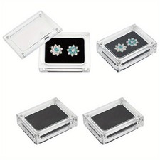 4pcs Acrylic Loose Packaging boxes with Jewelry Gift Case with Black Sponge