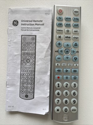 GE 33712 6177 CL5 Universal Television Remote Control Smart TV With User Manual