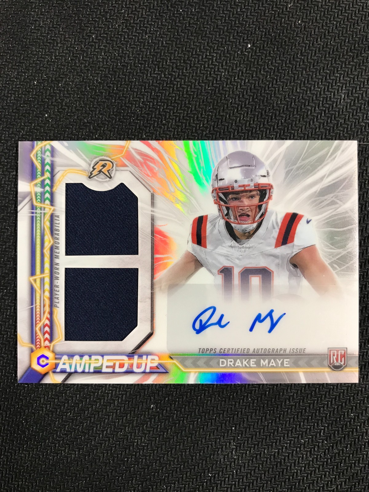 2024 Topps Resurgence Drake Maye Amped Up Rookie Dual Patch Autograph No Reserve