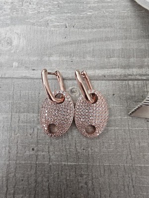 APM Monaco Ohrringe Creolen Anhänger Zirkonia 925 Silber Rosegold