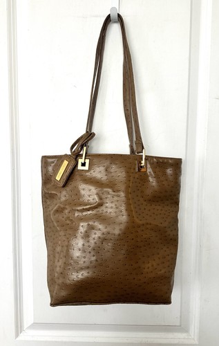 Bueno Gold Mina Tan Ostrich-pattern Vegan Leather Tote Bag
