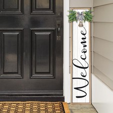 Welcome Sign for Front Porch Standing Large Outdoor Decor 45"X9" Vertical Lea...