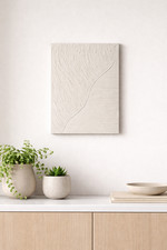 Large 3D Textured Wall Art on Canvas 40x50 cm White