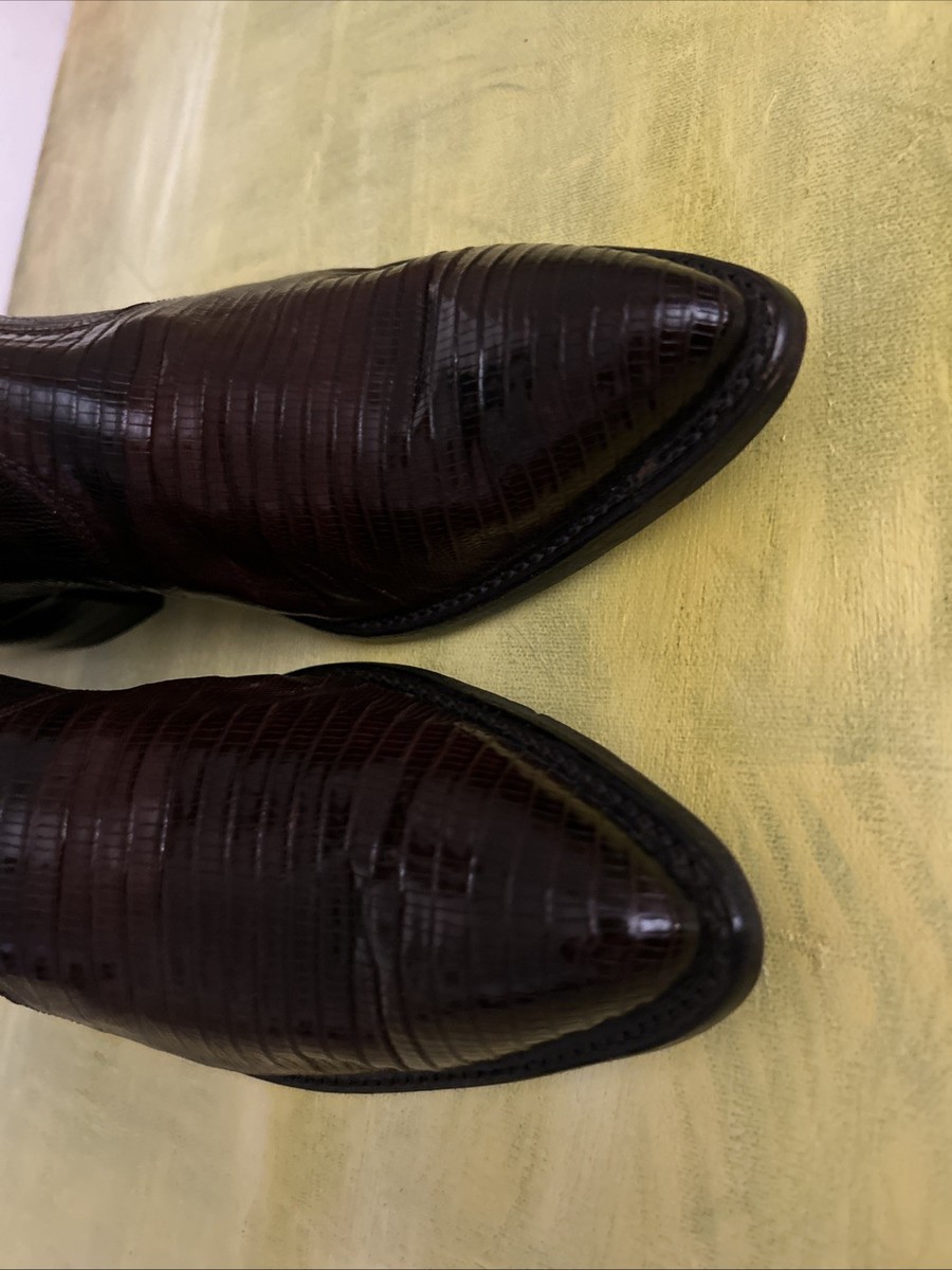 VTG Tony Lama Teju Lizard Skin Cowboy Boots 8.5 EEE Extra Wide Brown USA Made s-l1200.jpg main image 2